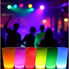 Pahare multicolore pentru party, Glow in the Dark, inaltime 6.5 cm, set 6 bucati