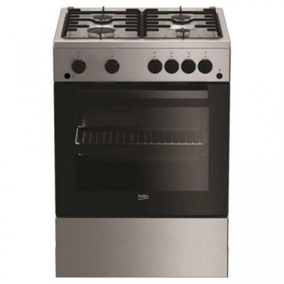 Aragaz Beko FSGT62110DXO, pe gaz, 4 arzatoare, rotisor, grill, inox foto