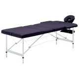 Gossi masa de masaj pliabila, 3 zone, violet, aluminiu