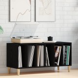 Dulap discuri Gossi stejar negru 100x38x48cm, lemn prelucrat, 5 rafturi, stil modern