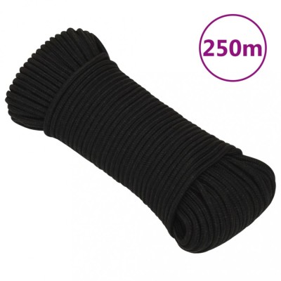 vidaXL Fr&amp;acirc;nghie de lucru, negru, 3 mm, 250 m, polipropilenă foto