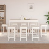 VidaXL Set mobilier de bar, 9 piese, alb, lemn masiv de pin