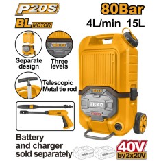 Aparat de spalat cu presiune turbojet 40 v, 90 bar, 15 l, electric pe acumulator - Ingco CPWLI4006
