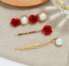 Set 3 Agrafa Pearls Red Rose Elegant 10A22A130 foto