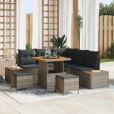 vidaXL Set de canapele pentru grădină cu pernă 8 pcs Gri Rattan poli