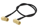 Cablu RF 50&Omega; 0,3m RP-SMA Tată Unghiular Negru
