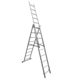Scara aluminiu, adaptabila, 3 x 9 trepte, inaltime 4.54 m, 150 kg