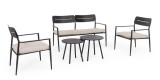 Cumpara ieftin Set mobilier gradina otel gri charcoal textil bej Gargano 50x45 cm, 45x42 cm, 63.5x63.5x80 cm, 130x63.5x80 cm