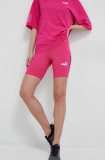 Puma pantaloni scurti femei, culoarea roz, cu imprimeu, high waist