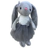 Iepuras in rochita tutu gri 40cm