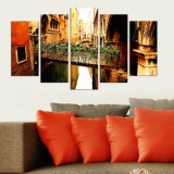 Cumpara ieftin Tablou MDF ( 5 buc ) Venezia Pod inflorit, Multicolor, 60x110 cm