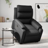 vidaXL Fotoliu rabatabil electric cu ridicare, negru, piele ecologică