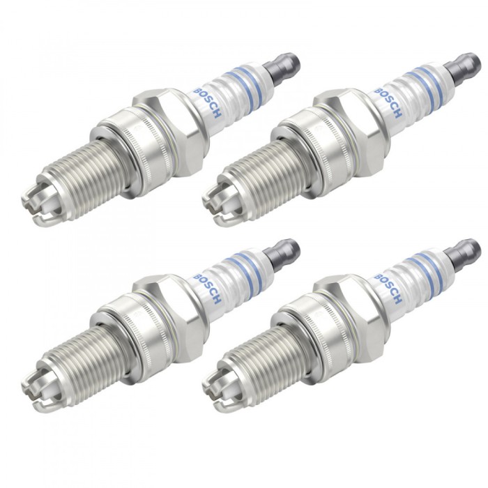 Set 4 bujii scanteie Bosch pentru Audi 80, 90, 100, A6 C4, Coupe B2 B3, Seat Ibiza II, Toledo, VW Caddy, Golf III IV, Passat, Polo, Scirocco, T4, Vent