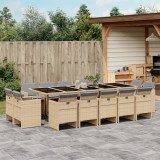 Gossi set mobilier gradina cu perne, 15 piese, bej combinat poliratan