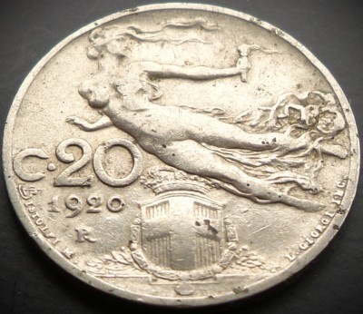 Moneda istorica 20 CENTESIMI - ITALIA, anul 1920 * cod 3308 foto