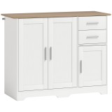 HOMCOM Comodă Modernă din Lemn cu 2 Sertare și 2 Dulapuri, 100x40x78 cm, Alb și Culoare Lemn | Aosom Romania