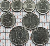 set 8 Brazilia 1, 5, 10, 20, 50 centavos 1, 5, 10 cruzados 1986 - 1988 UNC A025