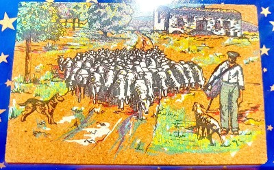 C482-I-Ciobanas cu oi si caini- carte postala veche deosebita pe pluta. foto