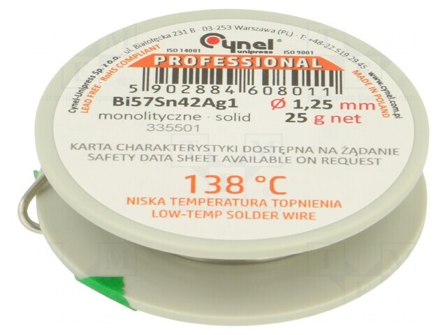 S&acirc;rmă de lipit fără plumb 1,25mm 25g