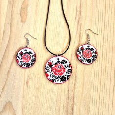 Set bijuterii din lemn cu model traditional 123211