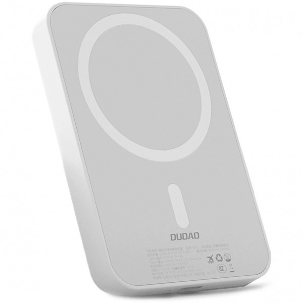 Baterie Externa Wireless Dudao K26, 10000mAh, 20W, PD + FQI, 1 x QI - 1 x USB-C, Alba
