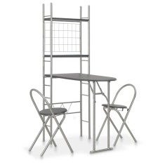 vidaXL Set mobilier bucătărie cu depozitare 3 piese negru, MDF și oțel