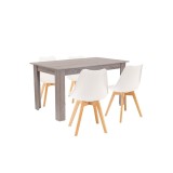 Cumpara ieftin Set de masă Zara 4+1 alb-stejar York