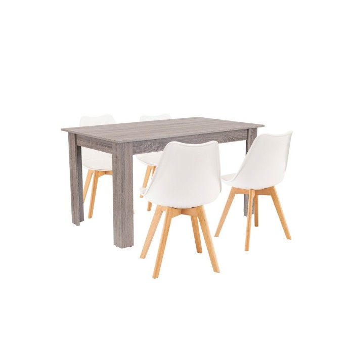 Set de masă Zara 4+1 alb-stejar York