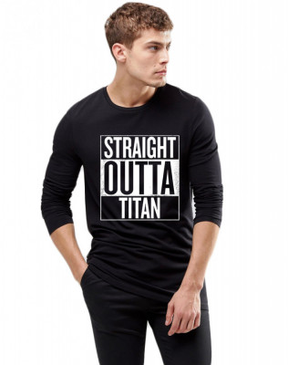 Bluza barbati neagra - Straight Outta Titan - XL foto