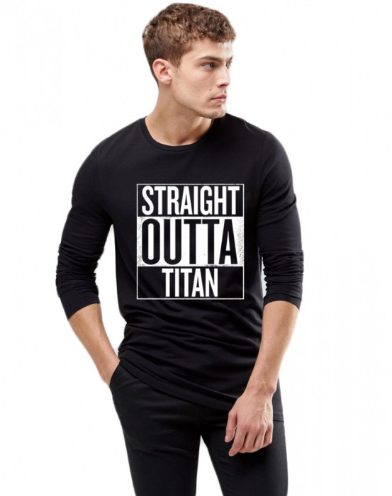 Bluza barbati neagra - Straight Outta Titan - L