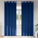 Perdele cu perdele 2 pcs Albastru &icirc;nchis 260 x 140 cm Poliester