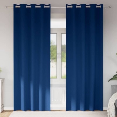 Perdele cu perdele 2 pcs Albastru &amp;icirc;nchis 245 x 140 cm Poliester foto