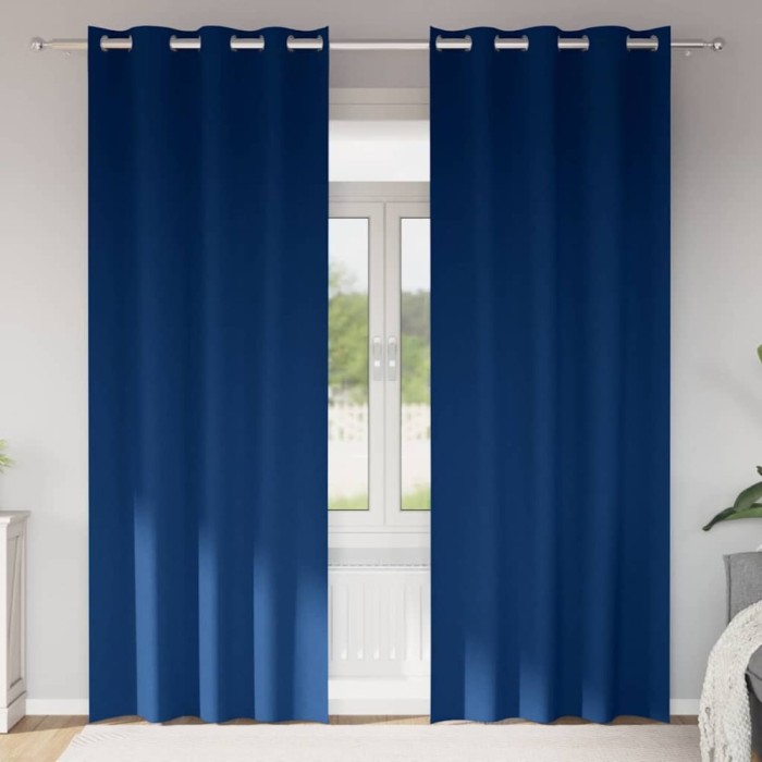 Perdele cu perdele 2 pcs Albastru &icirc;nchis 245 x 140 cm Poliester