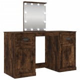 Cumpara ieftin Masa de toaleta cu LED, stejar afumat, 130x50x132,5 cm
