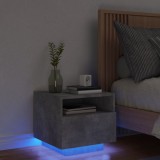vidaXL Noptieră cu lumini LED, gri beton, 40x39x37 cm