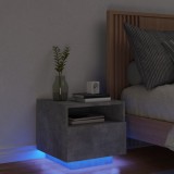 VidaXL Noptieră cu lumini LED, gri beton, 40x39x37 cm