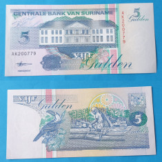 Bancnota America de Sud Suriname 5 Gulden - in stare foarte buna