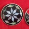 Bijuterii,SET original brosa si cercei mari cu sidef turnat, Mexic, marime mare