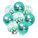 Cumpara ieftin Set 8 baloane cu confetti, culoare Verde, 30 cm si Rola rafie color, 10 m, Ropet