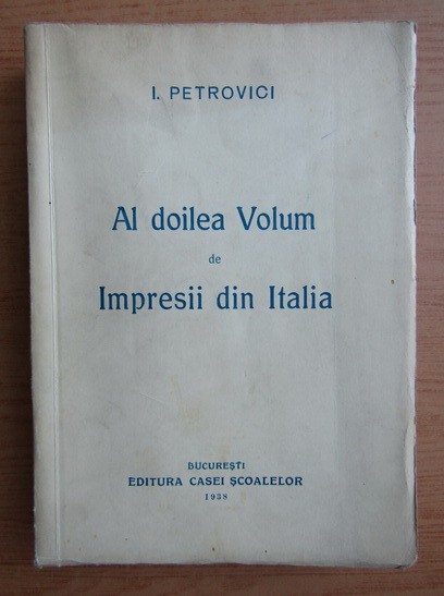 AL DOILEA VOLUM DE IMPRESII DIN ITALIA - I . PETROVICI