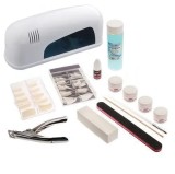 Cumpara ieftin Set Basic gel UV - sistem mic trifazic cu lampă UV albă cu 1 bec, INGINAILS