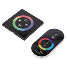 Controler LED 12A control iluminare RGB 12/24VDC Canale 3 neagra OPTOFLASH CTR-RGB-4A-PANEL