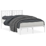 Cumpara ieftin Cadru de pat metalic cu tablie, alb, 120x200 cm