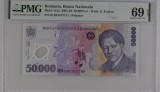 50000 lei 2001 pmg69 unc bancnota gradata
