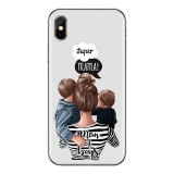 Husa protectie,flippy, compatibila cu apple iphone 12 pro glass print super mom multicolor