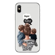 Husa protectie flippy compatibila cu apple iphone 13 pro max glass print super mom multicolor