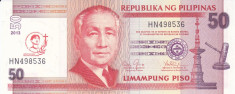 Bancnota FIlipine 50 Piso 2013 - P215 UNC ( comemorativa - San Pedro ) foto