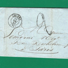 France 1850 Postal History Rare Cover + Content AMIENS to PARIS D.328