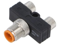 Adaptor &icirc;n T 3 pini M8 tată - M8 mamă x2, IP67, polarizare A LUTRONIC
