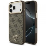 Husa MagSafe pentru Apple iPhone 17 Pro, Guess, 4G Triangle Logo, Maro Aurie